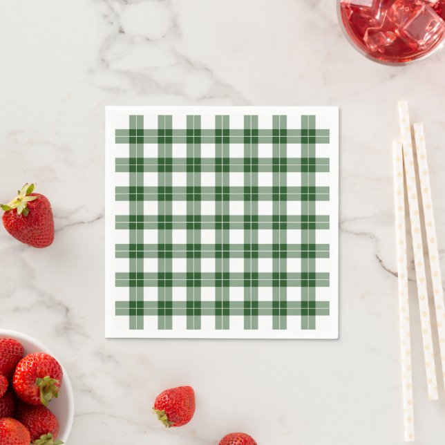 Serviette En Papier Motif classique vert et blanc (En situation)