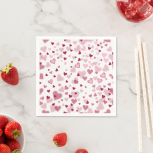 Serviette En Papier Motif Cœurs Adorables Rose