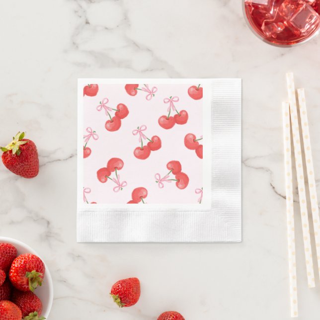 Serviette En Papier Motif Coquette Cherries (En situation)
