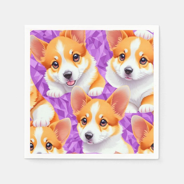 Serviette En Papier Motif Corgi (Devant)