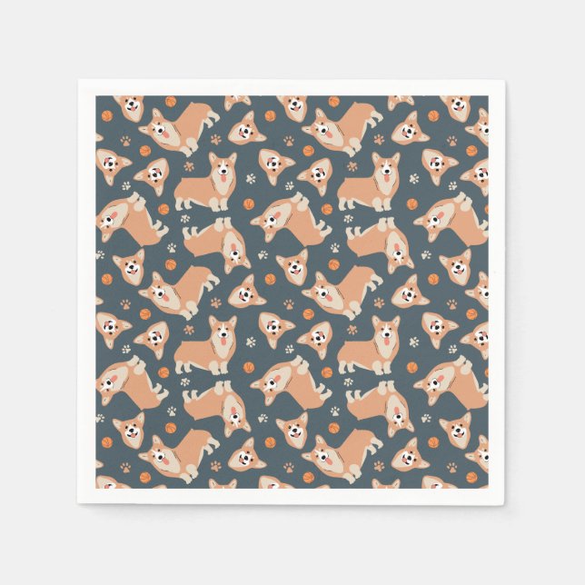 Serviette En Papier Motif Cute Corgi (Devant)