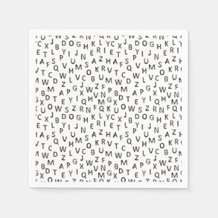 Serviette En Papier Motif d'alphabet noir et blanc minimal