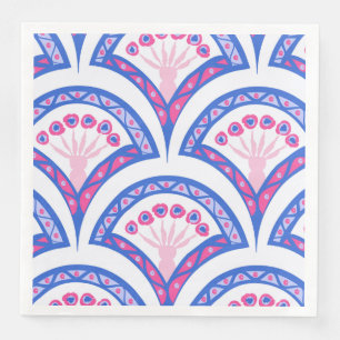 Serviette En Papier motif damassé floral bleu