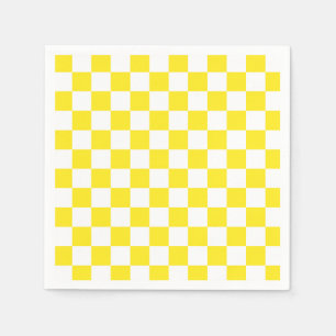 Serviette En Papier Motif damier jaune et blanc