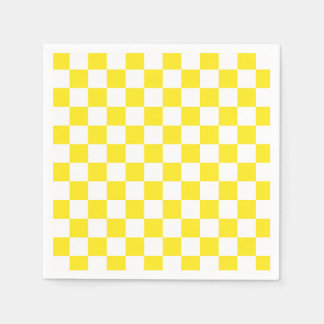 Serviette En Papier Motif damier jaune et blanc
