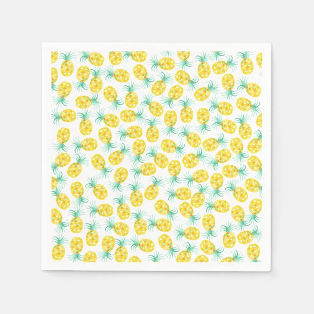 Serviette En Papier Motif d'ananas couleur vert jaune tendance (Devant)