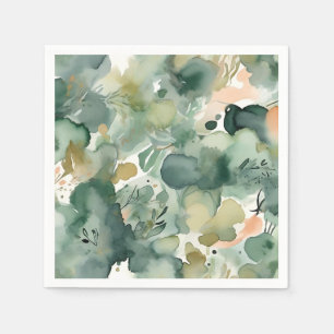 Serviette En Papier Motif d'aquarelle Abstrait Sage Green