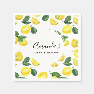 Serviette En Papier Motif d'aquarelle aux citrons jaunes