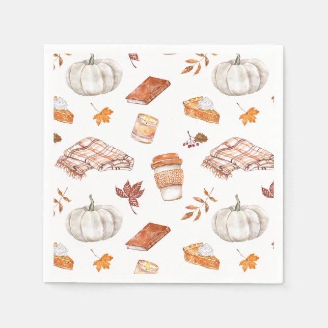 Serviette En Papier Motif d'aquarelle confortable Autumn Essentials (Devant)