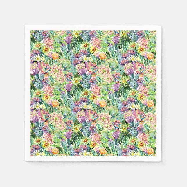 Serviette En Papier Motif d'aquarelle en fleurs exotiques (Devant)