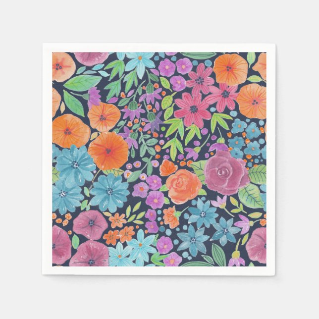 Serviette En Papier Motif d'aquarelle florale (Devant)