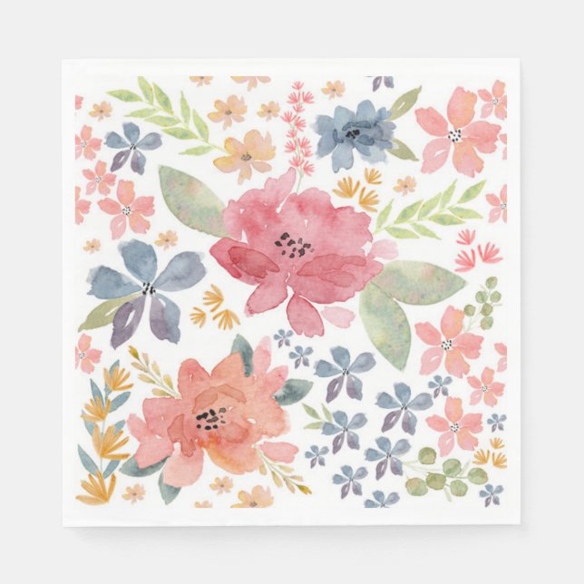 Serviette En Papier Motif d'aquarelle florale (Devant)
