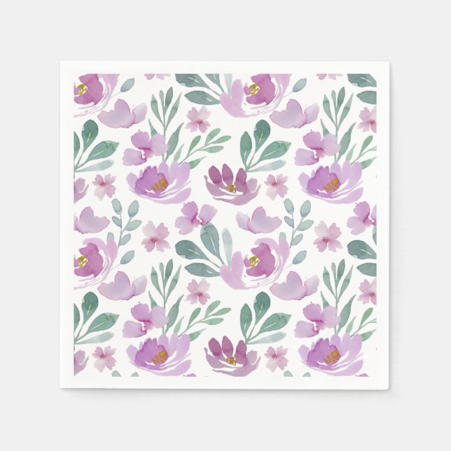 Serviette En Papier Motif d'aquarelle florale rustique (Devant)