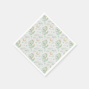 Serviette En Papier Motif d'aquarelle Green Dragon Baby Pastel