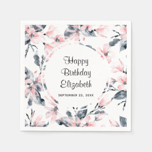 Serviette En Papier Motif d'aquarelle rose et gris