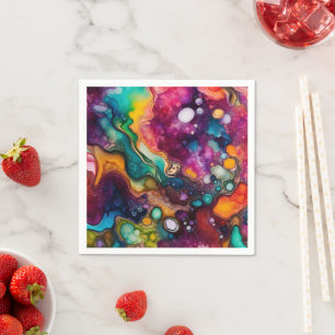 Serviette En Papier Motif d'aquarelle surréaliste psychédélique