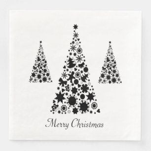 Serviette En Papier Motif d'arbre de Noël noir moderne