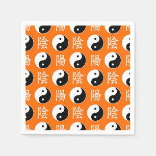Serviette En Papier Motif d'Arrière - plan orange du Yinyang
