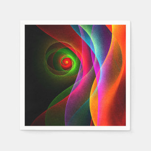 Serviette En Papier Motif d'art abstrait moderne rouge vert orange #22