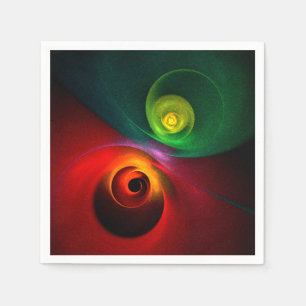 Serviette En Papier Motif d'art abstrait moderne Yin Yang vert rouge #