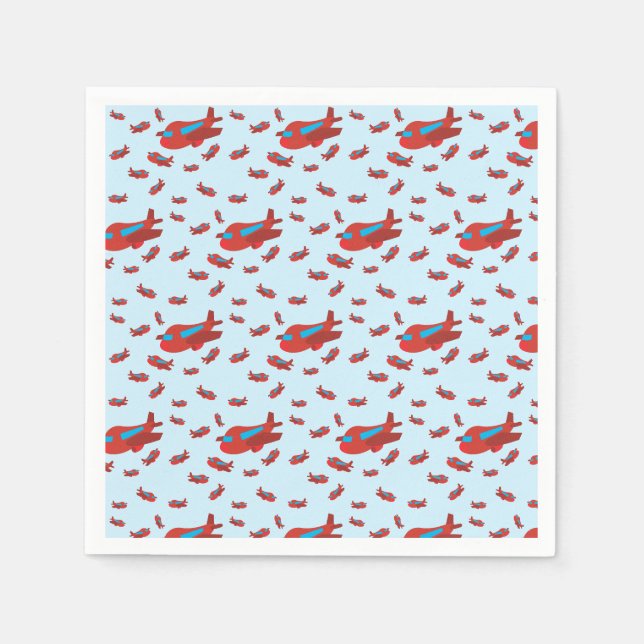 Serviette En Papier Motif d'avion rouge et bleu (Devant)