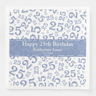 Serviette En Papier Motif de 25 ans au hasard bleu/blanc