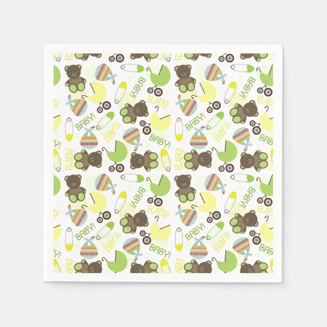 Serviette En Papier Motif de Baby shower neutre (Devant)
