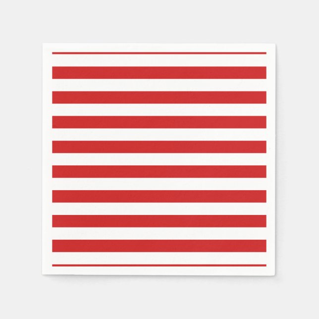 Serviette En Papier Motif de bande rouge et blanc (Devant)