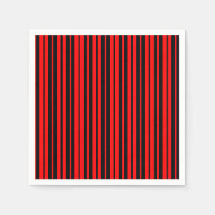 Serviette En Papier Motif de bandes verticales en noir rouge