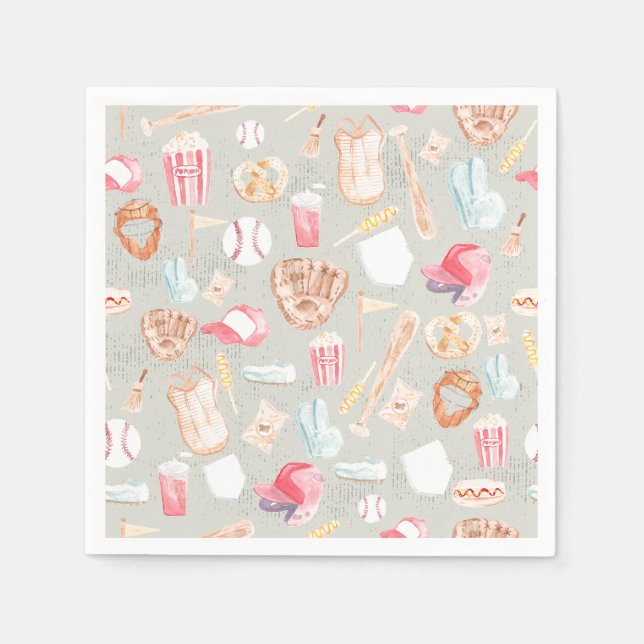 Serviette En Papier Motif de base-ball aquarelle (Devant)