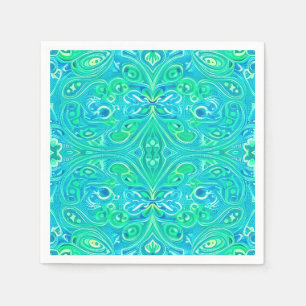 Serviette En Papier Motif de Bohème Arabesque Aquamarine