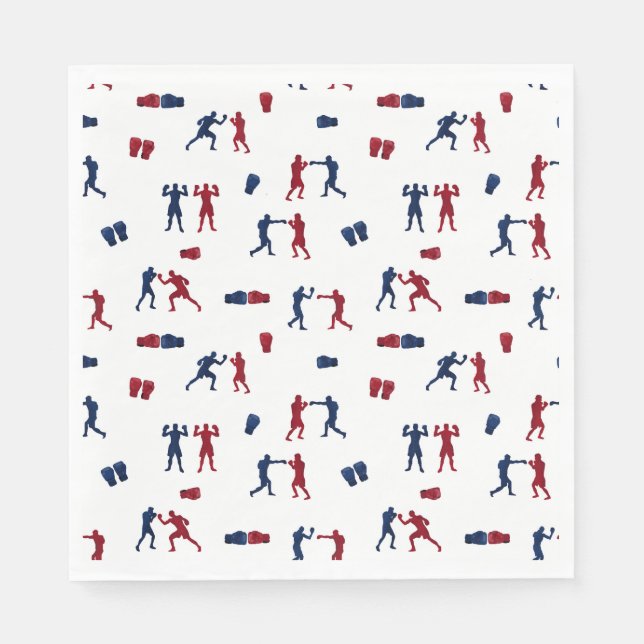 Serviette En Papier Motif de boîte rouge et bleu (Devant)