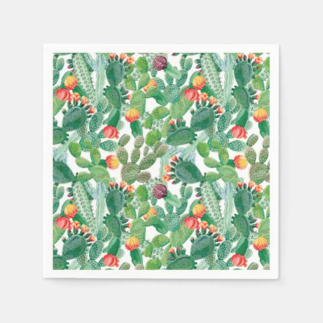 Serviette En Papier Motif de cactus aquarelle (Devant)