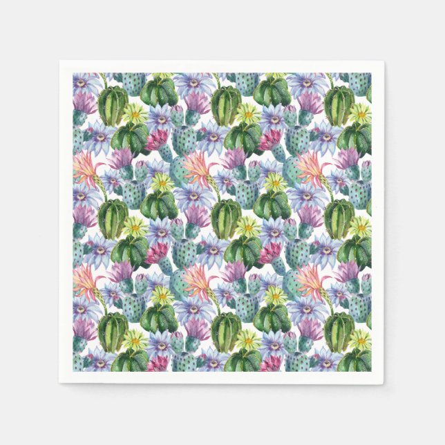 Serviette En Papier Motif de cactus aquarelle peint à la main (Devant)
