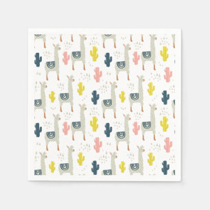 Serviette En Papier Motif de cactus et de lamas