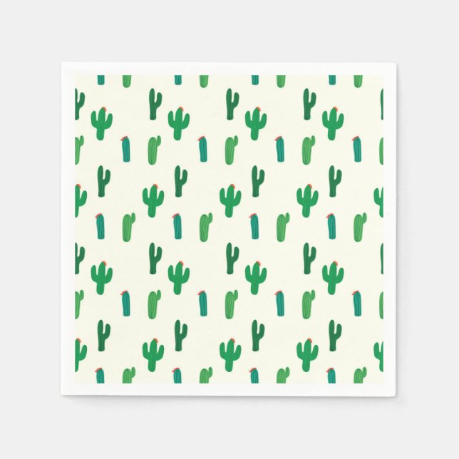Serviette En Papier Motif de cactus vert brillant (Devant)