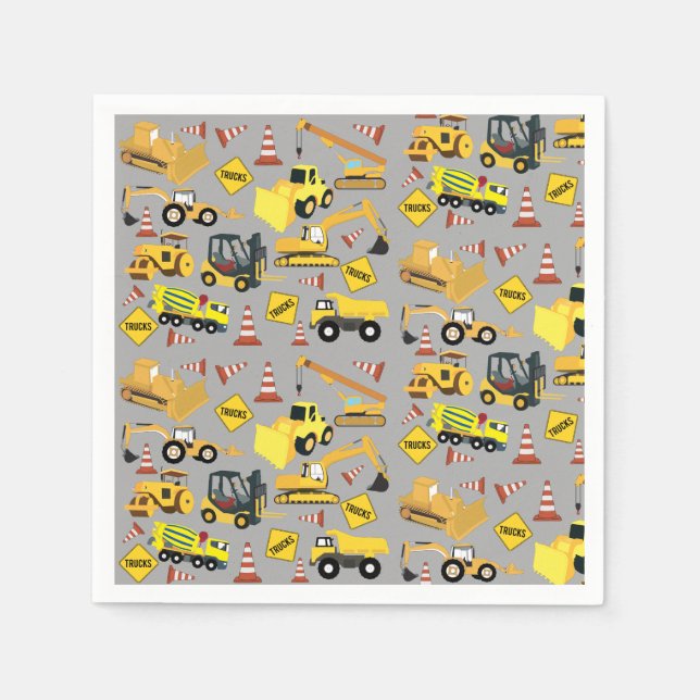 Serviette En Papier Motif de camions de construction (Devant)