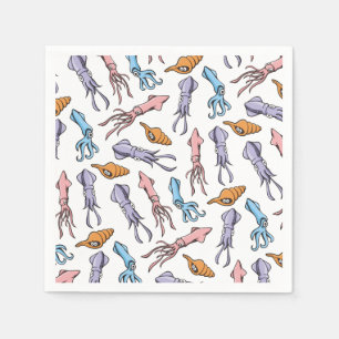 Serviette En Papier Motif de caricatures de calmar