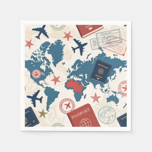 Serviette En Papier Motif de carte de voyage du monde