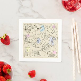 Serviette En Papier Motif de cassette mixte nostalgique des années 80