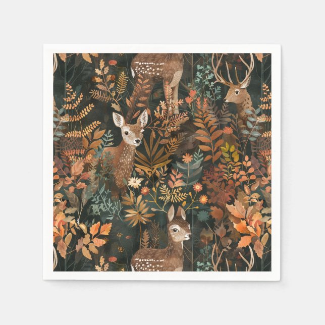 Serviette En Papier Motif de cerfs bruns mignons (Devant)