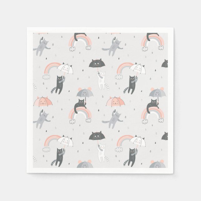 Serviette En Papier Motif de chats à plume (Devant)
