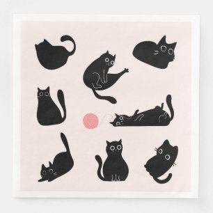 Serviette En Papier Motif de chats noirs