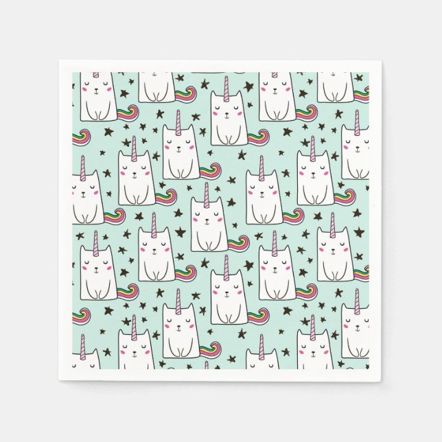 Serviette En Papier Motif de chats Unicorn à main mignonne (Devant)