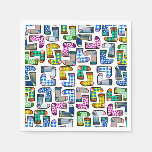Serviette En Papier motif de chaussette colorée amusante