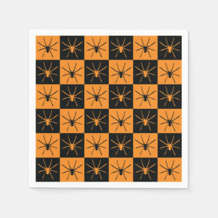 Serviette En Papier Motif de chèques d'Halloween avec araignées