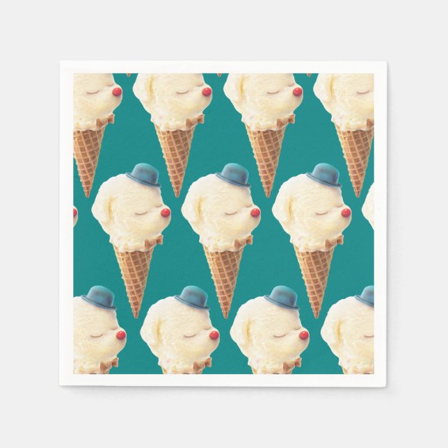 Serviette En Papier Motif de chiot à crème glacée (Devant)