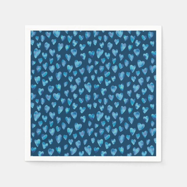 Serviette En Papier Motif de coeur bleu foncé (Devant)