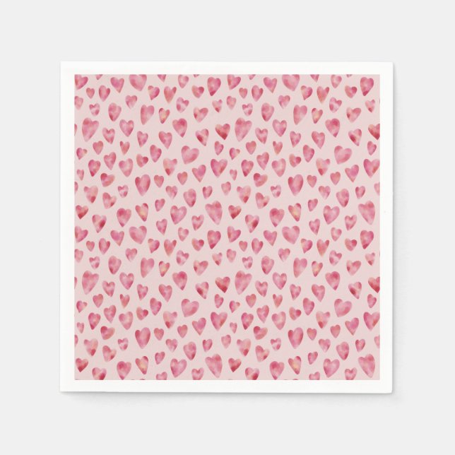 Serviette En Papier Motif de coeur d'amour rose (Devant)