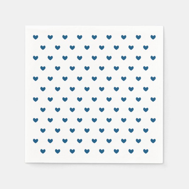 Serviette En Papier Motif de Coeurs Bleus (Devant)
